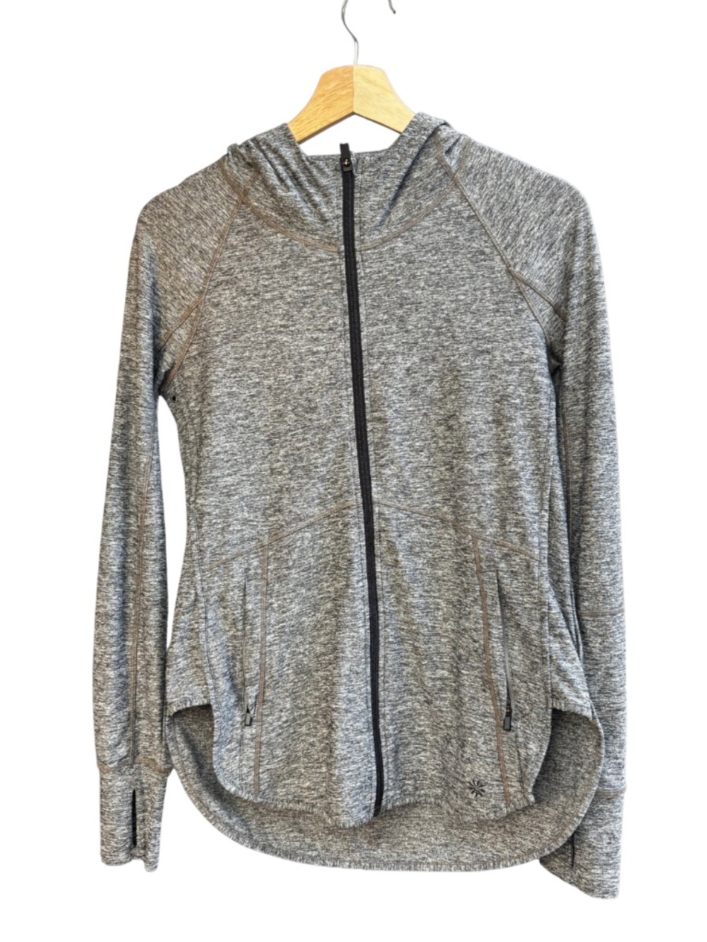Athleta Gray Heather Full Zip Hooded Jacket Womens XSmall